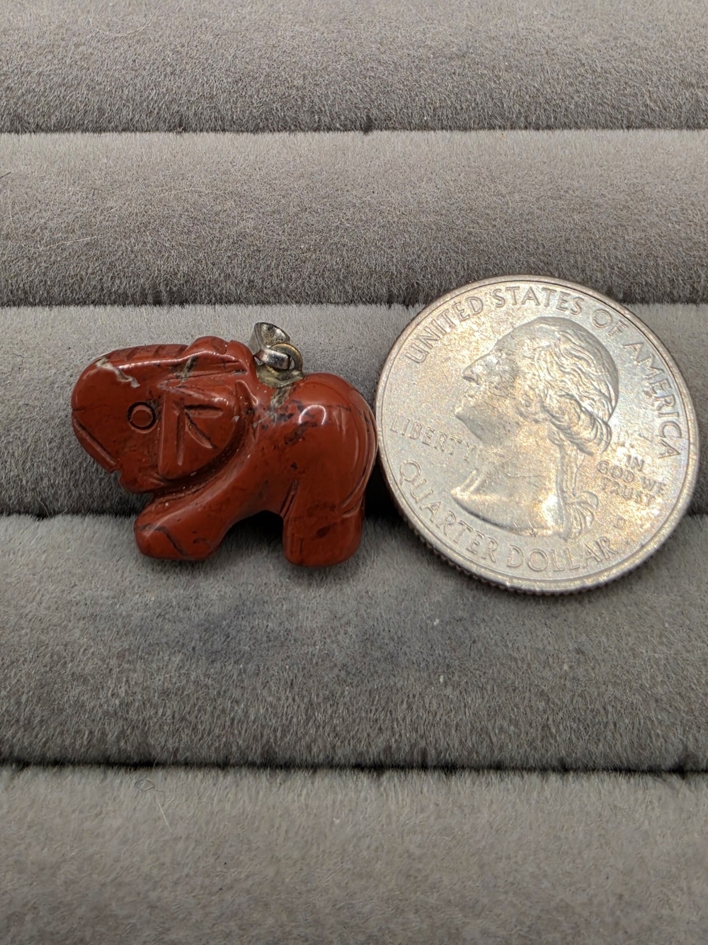 Red Jasper Elephant Charm Pendant - Unbranded